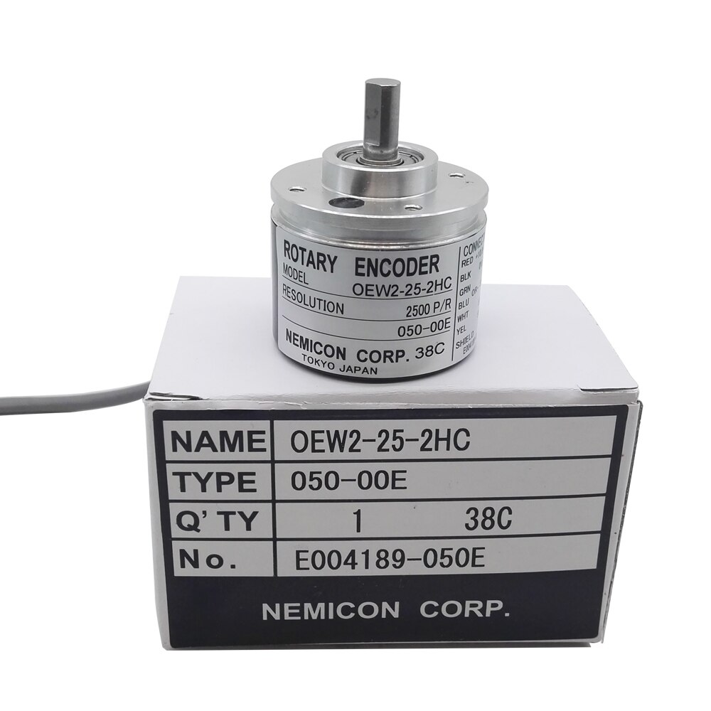 Mini NEMICON 38mm outer 6mm solid shaft incremental rotary encoder open collector output 100 300 500 1024 2500 pulse OEW2-25-2HC