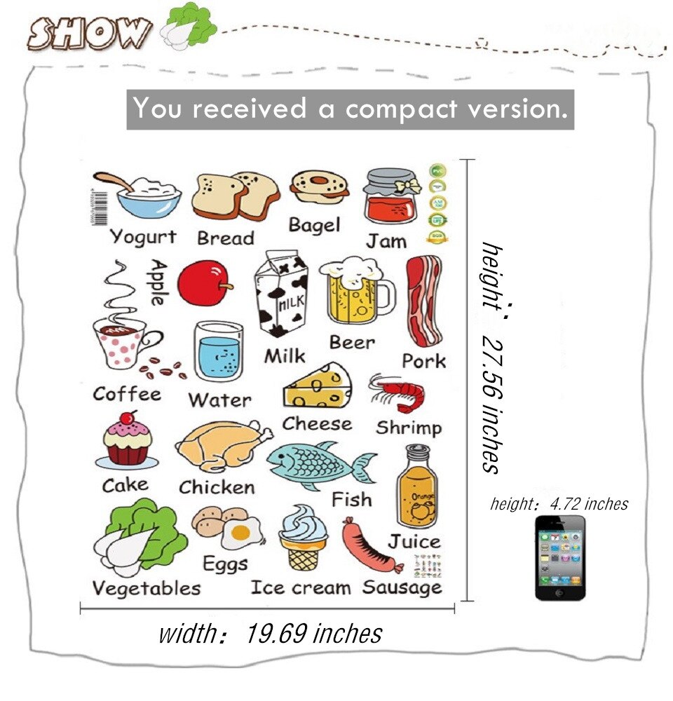 Children's room Kindergarten Stickers Kitchen Fridge Wall Sticker Vegetable Meat Food Decoration Paste