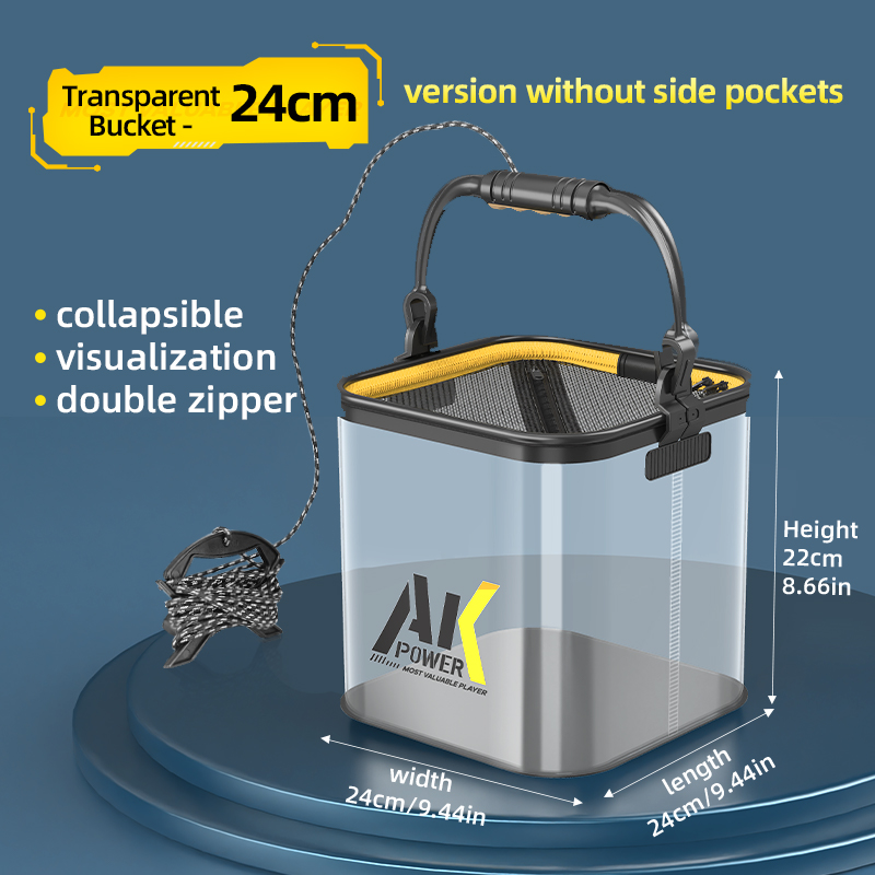 YUZHIYUAN Transparent Fishing Bucket Foldable Multifunctional Live Fish Container Fish Protection Bucket: Orange