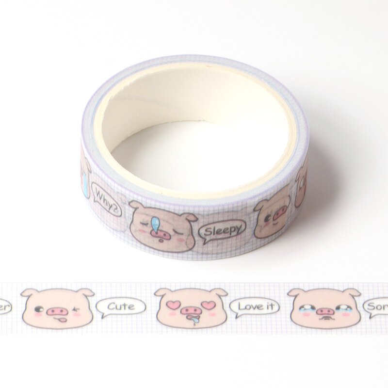 1PCS Decor Cute Washi Tape Animal Set Dog Cat pig fox sloth woodpecker DIY Planner Masking Tapes School Office Supply: E23