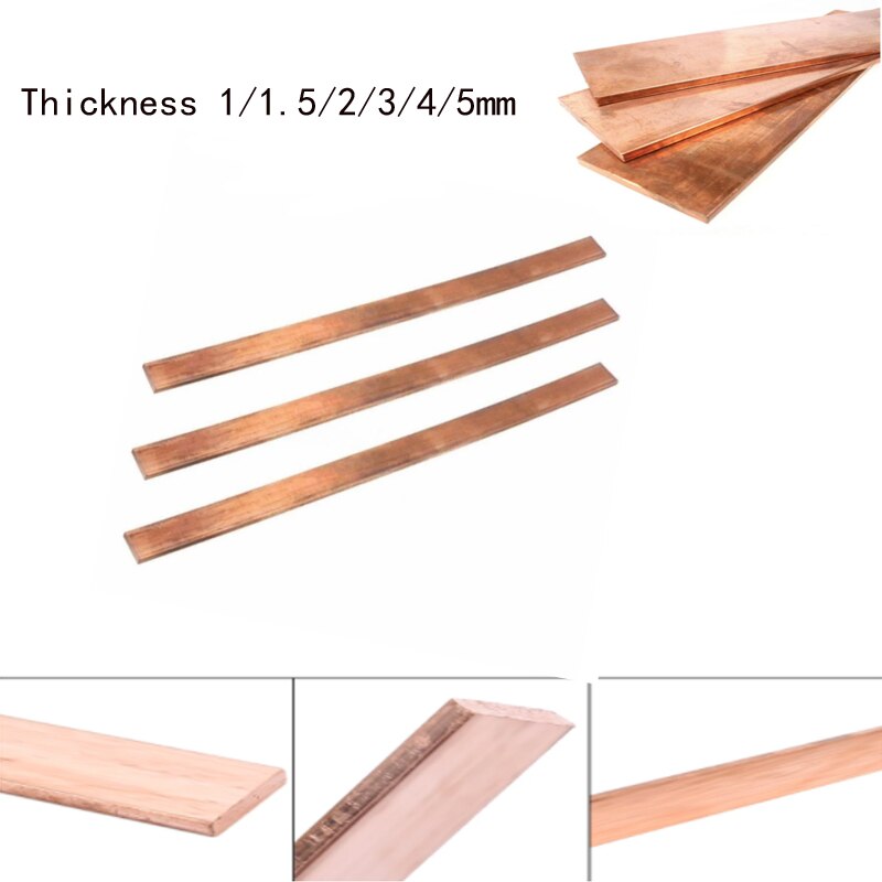 1Pc 99.9% Pure Red Copper Platte Metalen Plaat Dikte 1/1.5/2/3/4/5Mm T2 Koperen Strip Koperen Plaat Diy Materiaal