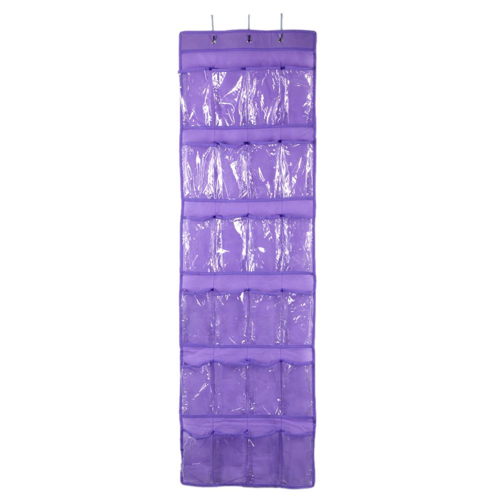 Over Door Shoe Rack Organizer 24 Pocket Hanging Shoe Rack Fabric Closet Shoe Organizer Storage Bag Space Saver Convenient Holder: 24Grid Purple