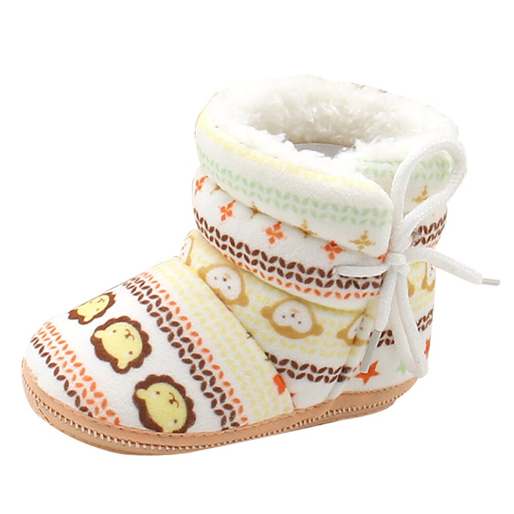 Baby Boots Prewalker Toddler Infant Newborn Baby Boho Printed Boots Soft Sole Boots First Walker Warm Shoes