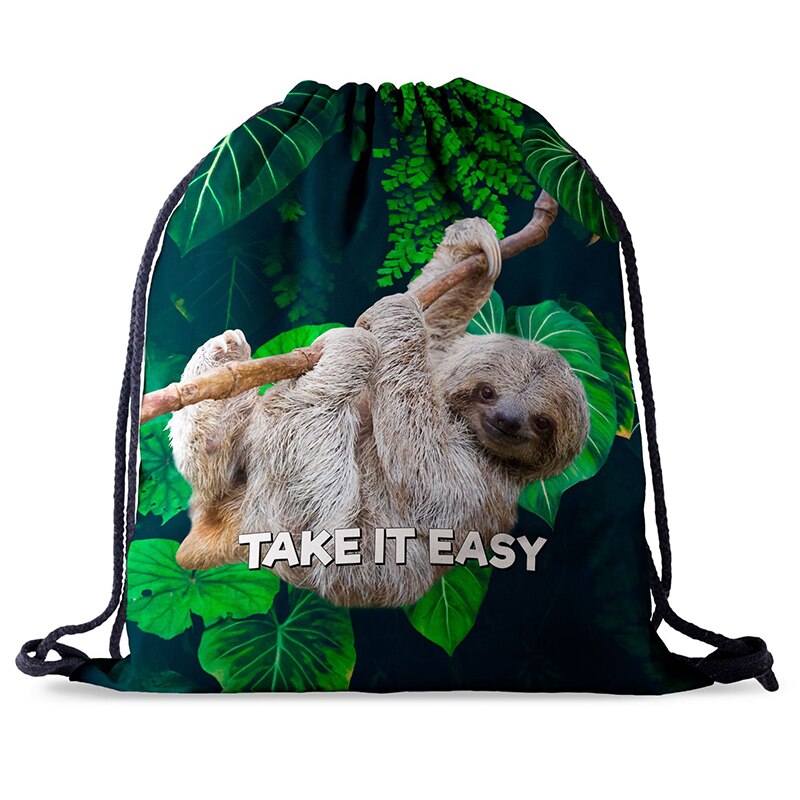 Rygsæk snoretræk tasker snøre 3d tryk rejse softback herre tasker unisex dame skuldertaske rygsæk regnbue: Bpa 701041