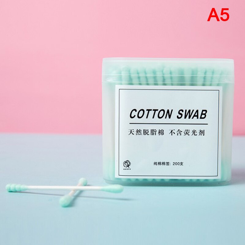 200pcs Makeup Cotton Swab Swab Household Disposable Double-Headed Boxed: A5