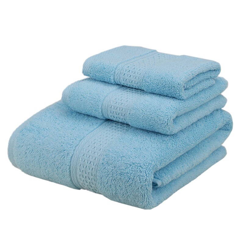 Conjunto de 3 uds. De toallas de baño de algodón suave para adultos, toalla absorbente de felpa de lujo, Sábana de baño playa rostro, toallas básicas para mujer JWYYJ43: sky blue