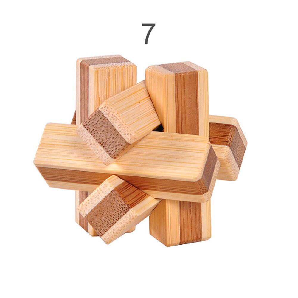 3D Wooden Interlocking Burr IQ Brain Teaser Kong Ming Lock Puzzles Game Toy Small Size For Adults Kids: 7