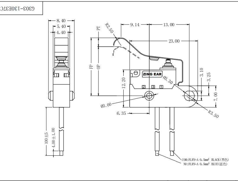 Microinterruttore impermeabile con cavo G303-130em serratura della porta di automobile che carica l'interruttore di controllo del mucchio