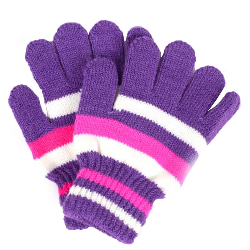 Enfants filles garçons enfants magique extensible mitaines tricoté bébé gants hiver plus: Purple