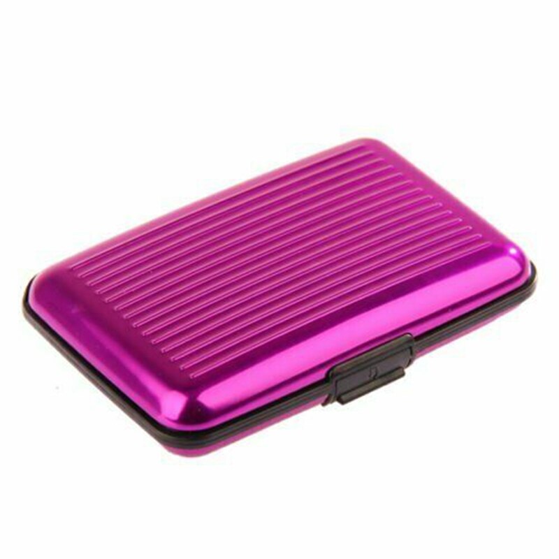 Waterdichte Zaken Id Credit Card Wallet Holder Metal Pocket Case Box: Purple-Lines