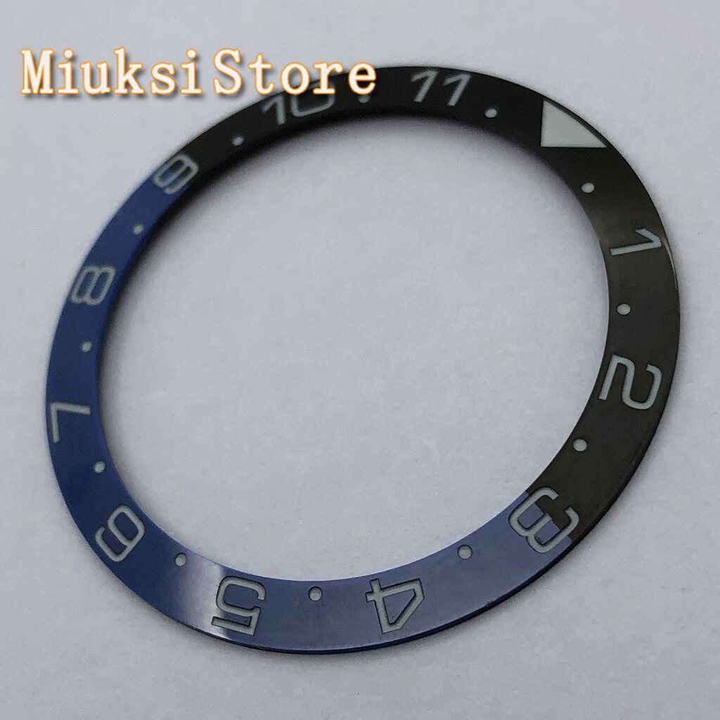1Pcs 38Mm Blauw Super Lichtgevende Horloge Keramische Bezel 12 Uur Dual-Tijd Ring Insert Past Voor 40mm Horloges Horloge Case
