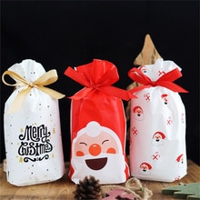 50 PCS Christmas Santa Claus Bags Packaging Candy Snacks and Drawstring Cookies Bags Children's Toys Forest Coin Bag