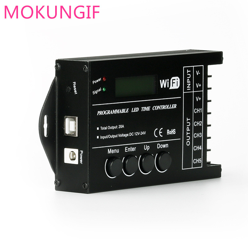 LED Tijd Dimmer RGB Controller TC420 TC421 met wifi DC12V-24V 5 Kanaals Totale Output 20A Gemeenschappelijke Anode Programmeerbare