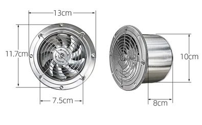 Stainless Steel Silent Fan Exhaust Fan Pipeline Exhaust Fan Ventilator High-Speed Kitchen Strong Smoke Exhaust Fan Kitchen: Mixed Color