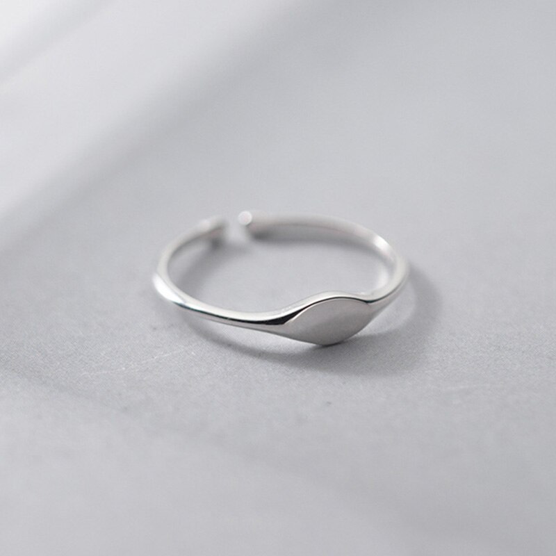 Echt 925 Sterling Zilveren Ovale Verstelbare Ring Voor Mode Vrouwen Party Fijne Sieraden Minimalistische Geometrische Punk Accessoires