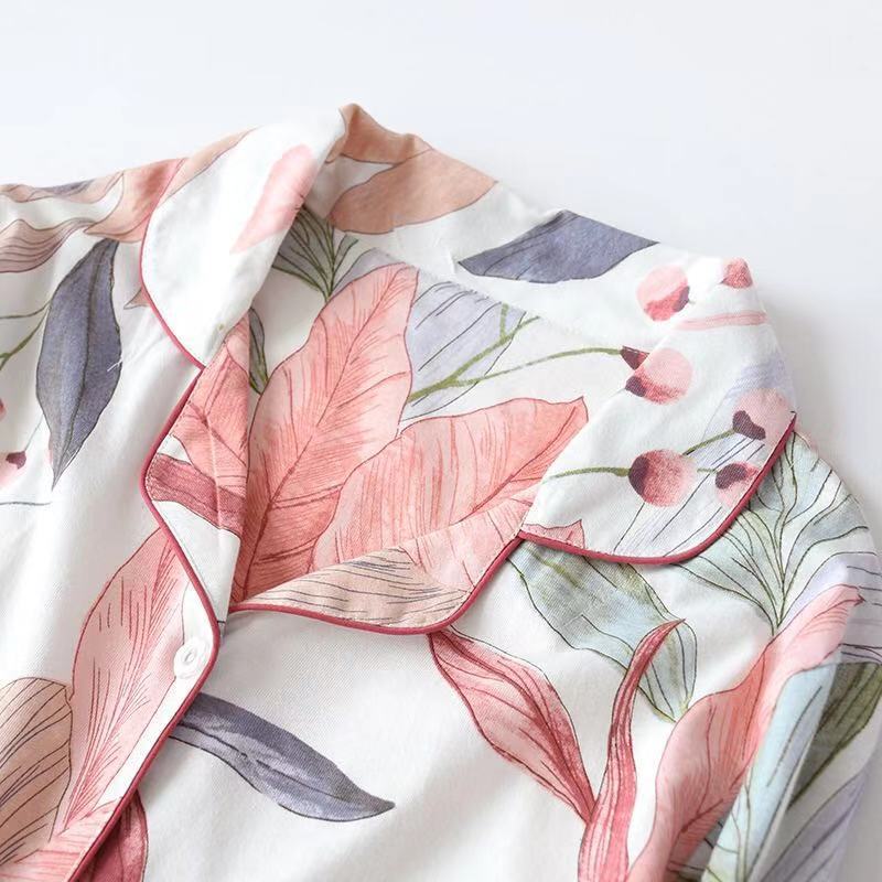 Sweet leaf 100%  bomulds pyjamassæt kvinder nattøj japansk ren bomuld pyjamas kvinder hjemmetøj