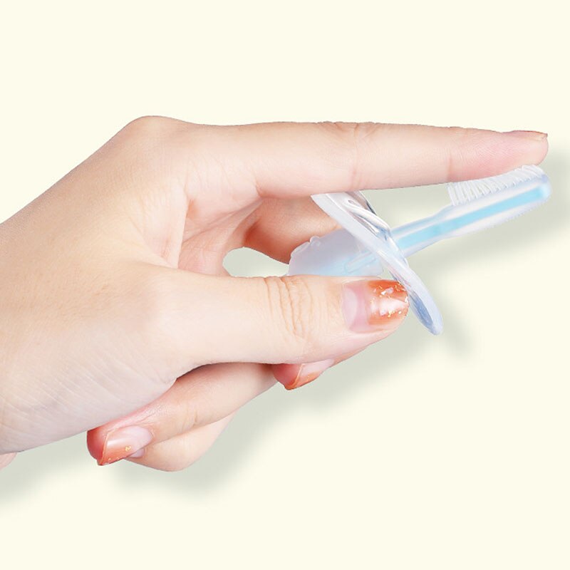 Cepillos dentales de entrenamiento para bebé, cepillo Dental de silicona suave con mango encantador con ventosa, cepillos dentales de entrenamiento sin BPA