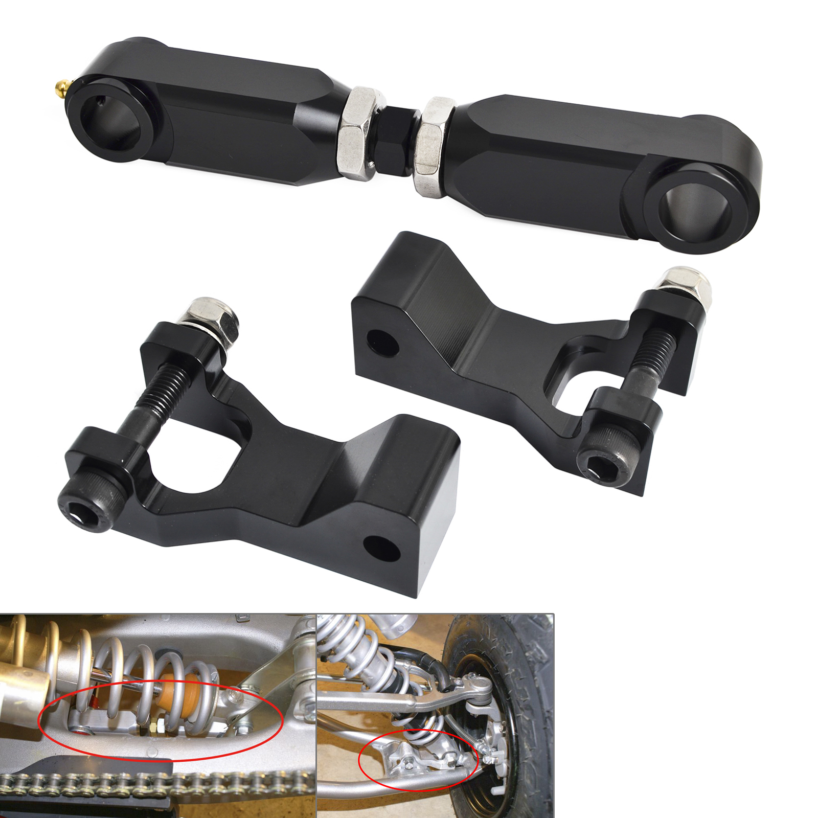 Atv senkesett foran og bak for yamaha raptor 350 2004 raptor 660 2001-2005 raptor 700 2006: Svart
