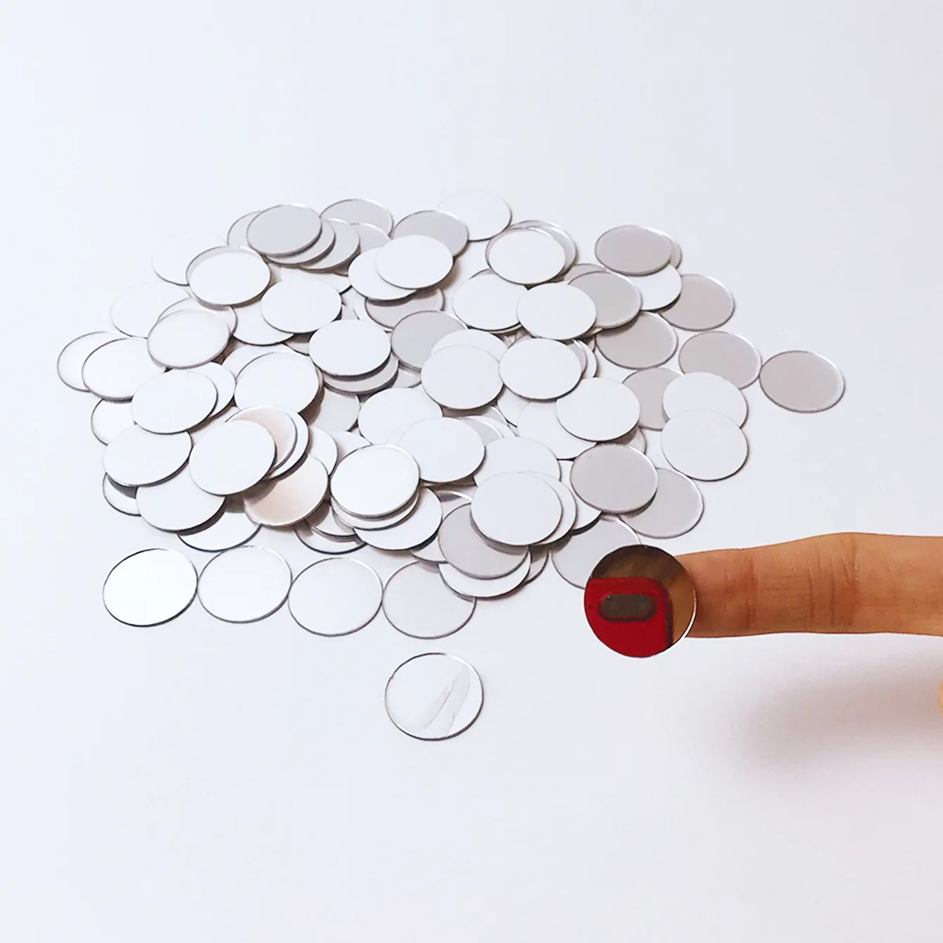 100 Uds 2/3/4cm DIY objetos pequeños pegatinas de mosaico cuadrado espejo redondo pegatinas de pared acrílicas accesorios artesanales pegatinas de fondo: Pequeño / Morado