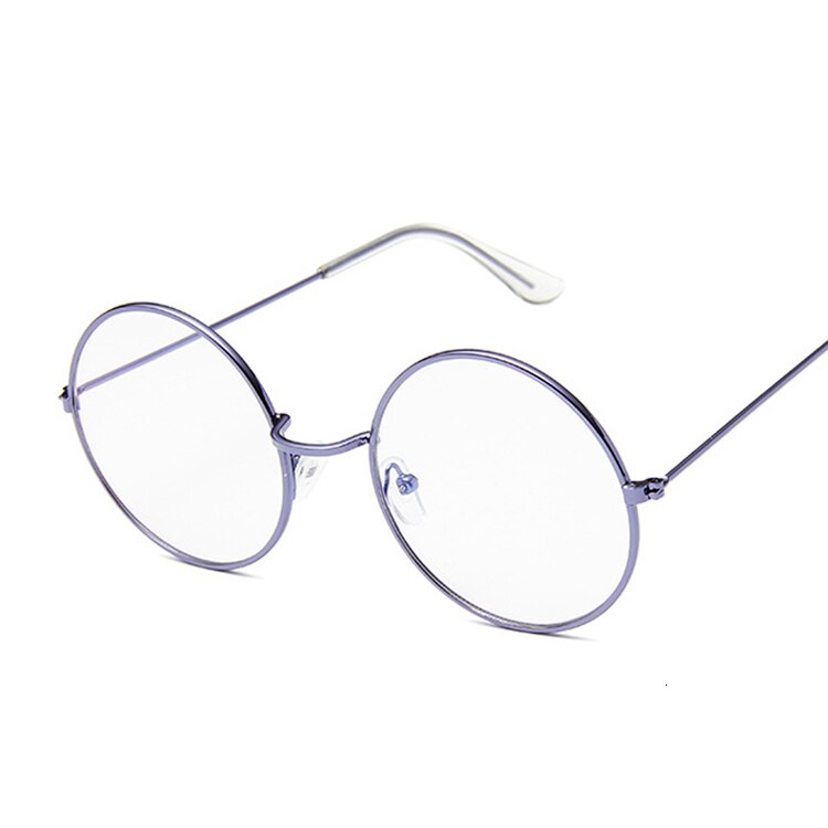 Gafas redondas Vintage para mujer, montura de Metal Unisex, lentes ópticas de círculo negro Retro, lentes transparentes, gafas de gusano: Purple Trans