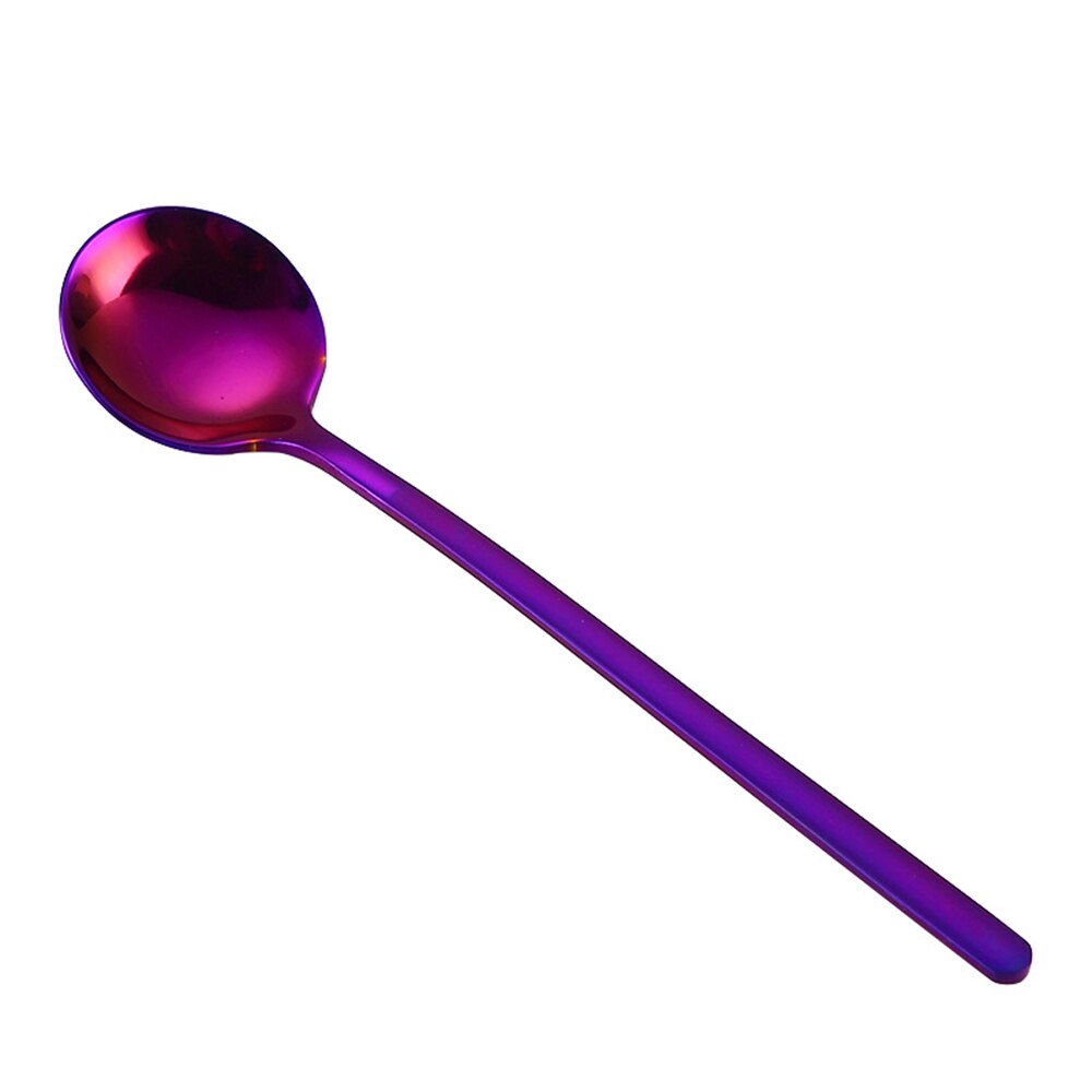 nouvelle cuillère colorée forme ronde café cuillère crème glacée cuillères à café Scoop vaisselle couverts café boire cuisine outils: VIOLET