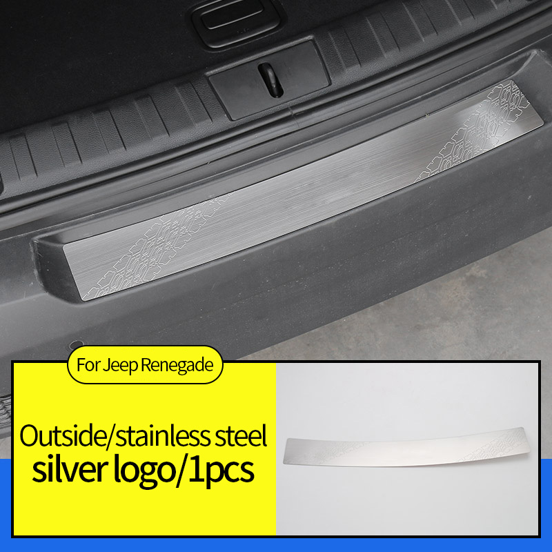 Piastra di protezione per baule auto per jeep rinnegato pedale in acciaio inossidabile accessori decorativi resistenti allo sporco antigraffio: argento logo 1pezzi