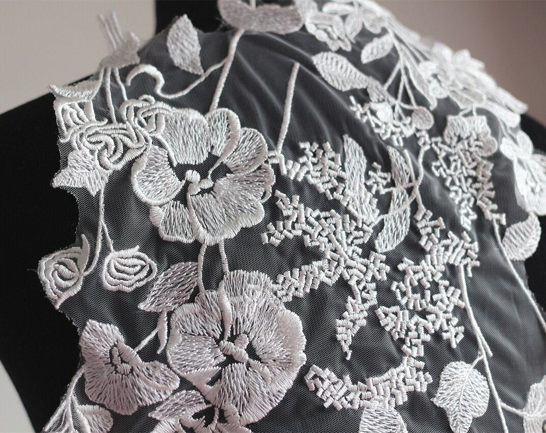 Exquisite Lace Embroidery Flower 3D Wedding Dress Lace Fabric DIY Clothes Accessories