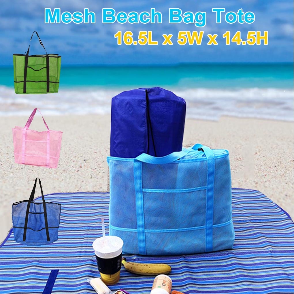 Bolsa de almacenamiento transparente de malla de gran capacidad, bolsa de playa para piscina, bolsa ligera para guardar juguetes de playa, juguetes para niños d1