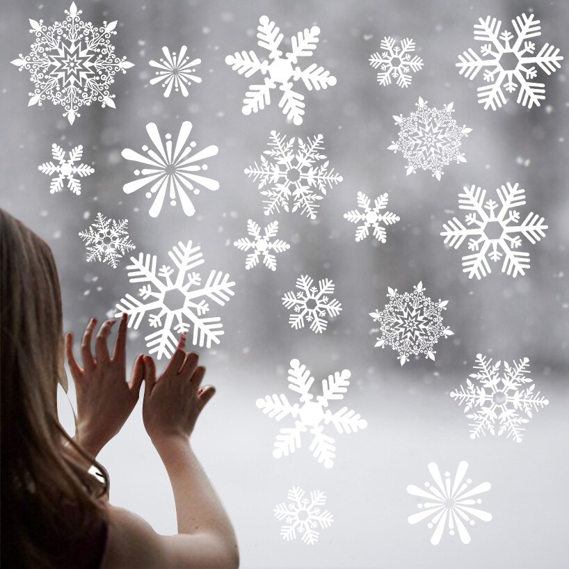 Multiple styles Christmas Snowflake Window Sticker Christmas Tree Santa Wall Sticker For Xams Shopping Mall Window Home Ornament
