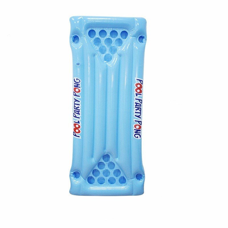 Weiß Blau Rechteck Löcher Trinken Float Halter Falten Aufblasbare Bier Pong Tabelle Schwimm reihe Luft Matratze Floß Pool Party Spielzeug