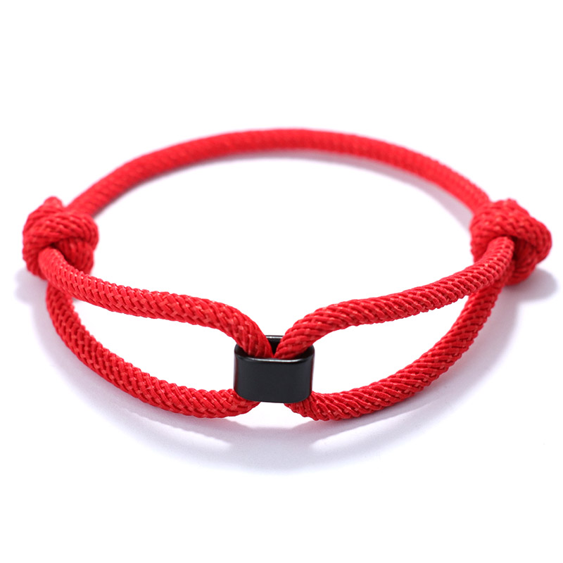 Pulsera con nudo infinito para hombre y mujer, Brazalete ajustable para supervivencia al aire libre, playa, Surf, tejido a mano, hilo rojo