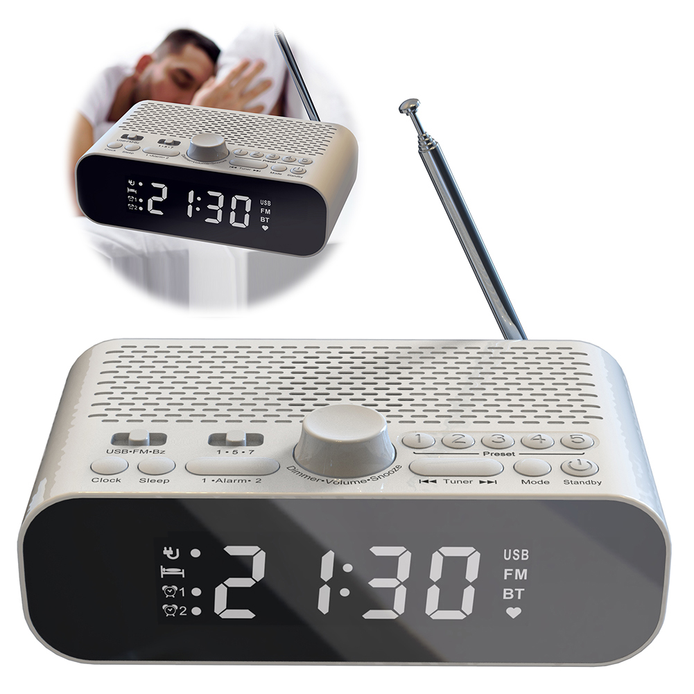 Przenośne radio FM Głośnik Bluetooth 5.0 Odtwarzacz MP3 z wyświetlaczem LED Radio cyfrowe Obsługa dysków U Podwójny budzik Automatyczne wyłączanie Timer