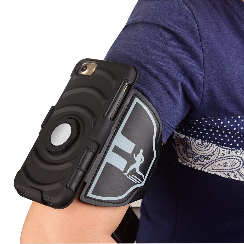 Sport Running Armband Case for iphone 7 Plus 8 Plus Phone Holder Stand Magnetic Suction Bracket Finger Ring Wrist Band Cover: Armband