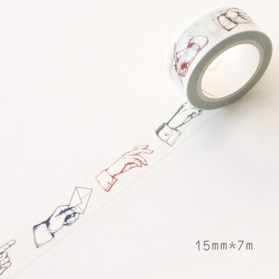 15mm X 7m Learn Tool identification Masking Washi Tape Decorative Adhesive Tape Decor Diy Sticker Label Stationery: gesture