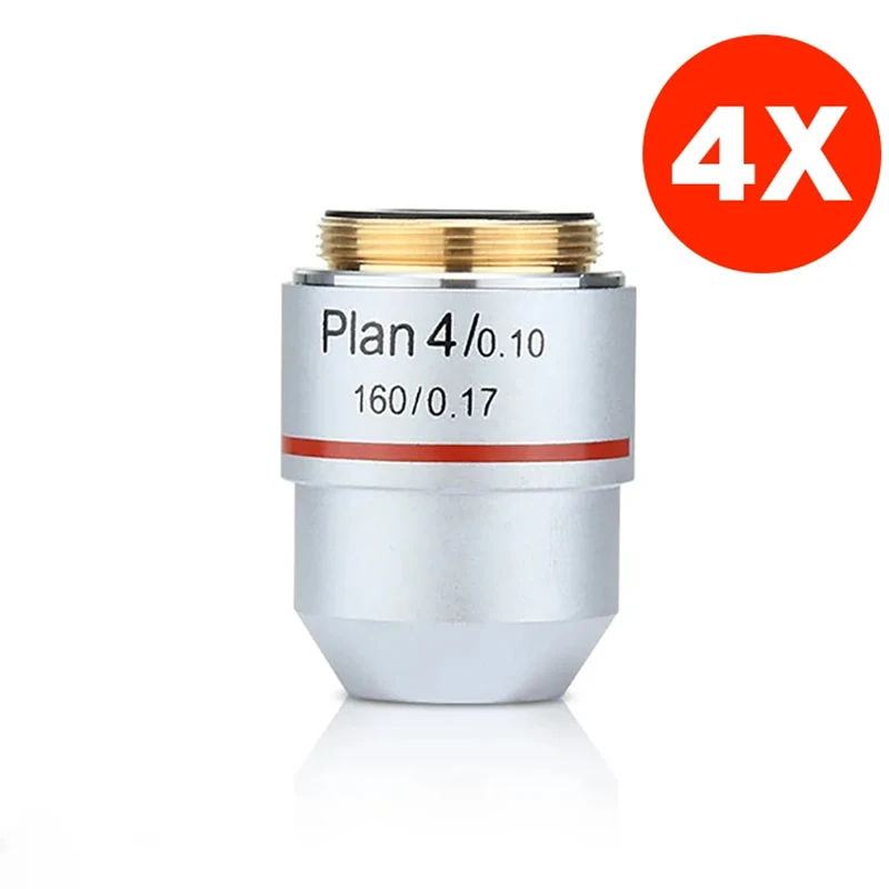 Microscope Plan Achromatic Objective Lens 4X 10X 20X 40X 100X Biological Metallurgical Microscope Objectives 20.2 RMS Thread: Brown