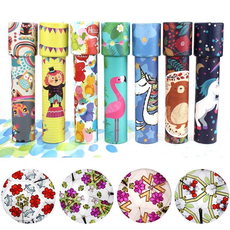 Cartoon Rotating Kaleidoscope Colorful World Magic Kaleidoscope Baby Early Educational Unicorn Toys For Children Birthday