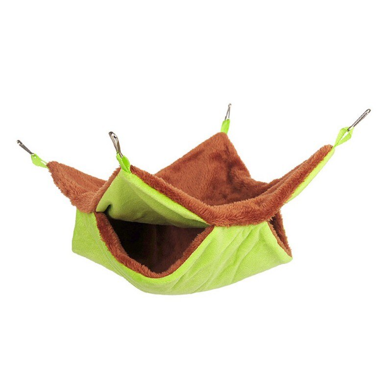 Warm Hamster Hangmat Opknoping Bed Huis Dierbenodigdheden Winter Kleine Dier Eekhoorn Cavia Double-Layer Pluche Katoen Nest: Licht Groen / L