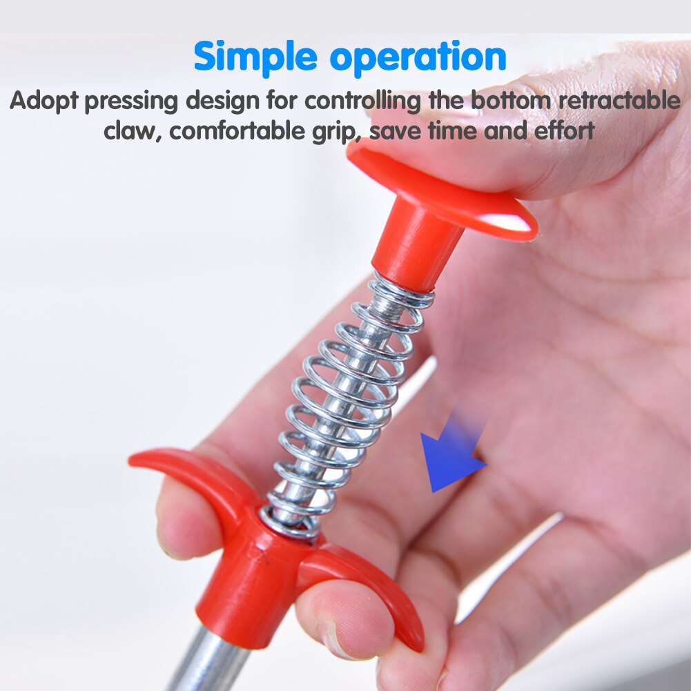 85cm Sink Sewer Cleaner Spring Pipe Dredging Tool Drain Clog Tube Hair Cleaner Hook Hair Catcher for Kitchen Bathroom Sink Sewer