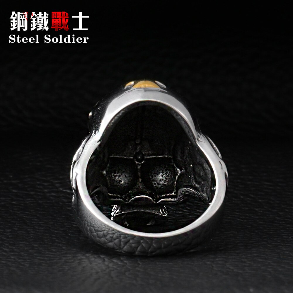 Steel soldier men stainless steel Punk skull Skull Ring Skeleton Style Jewelry