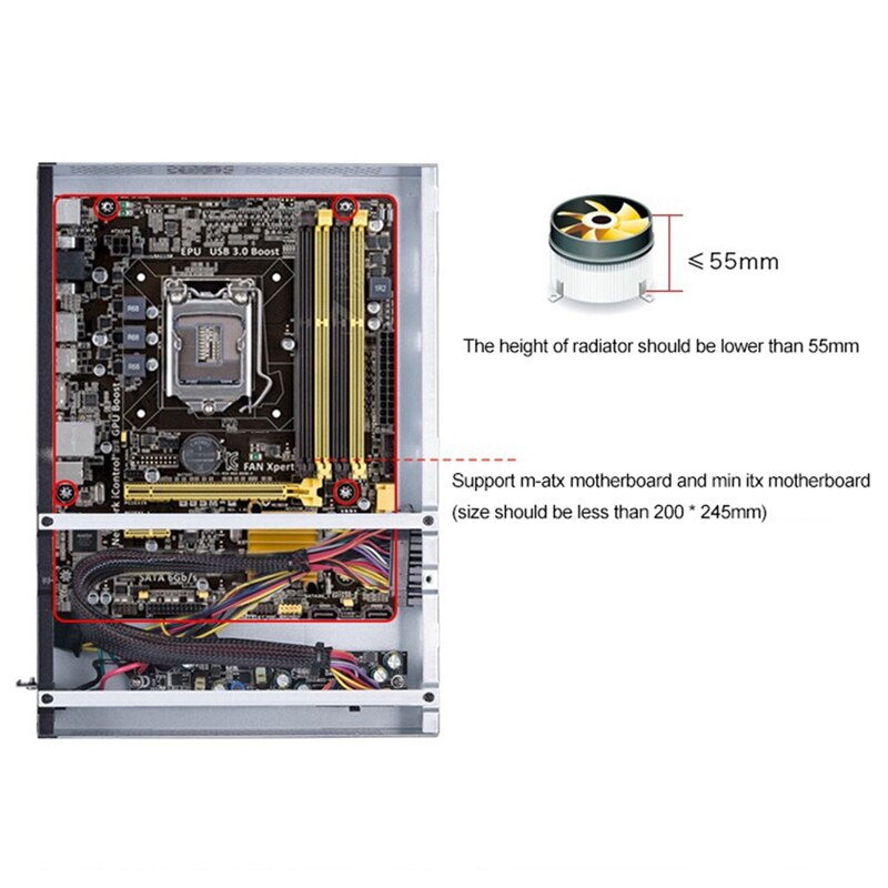 Mini caso itx desktop escritório computador caso mini t01b caso para o jogo chassis diy mini itx caso