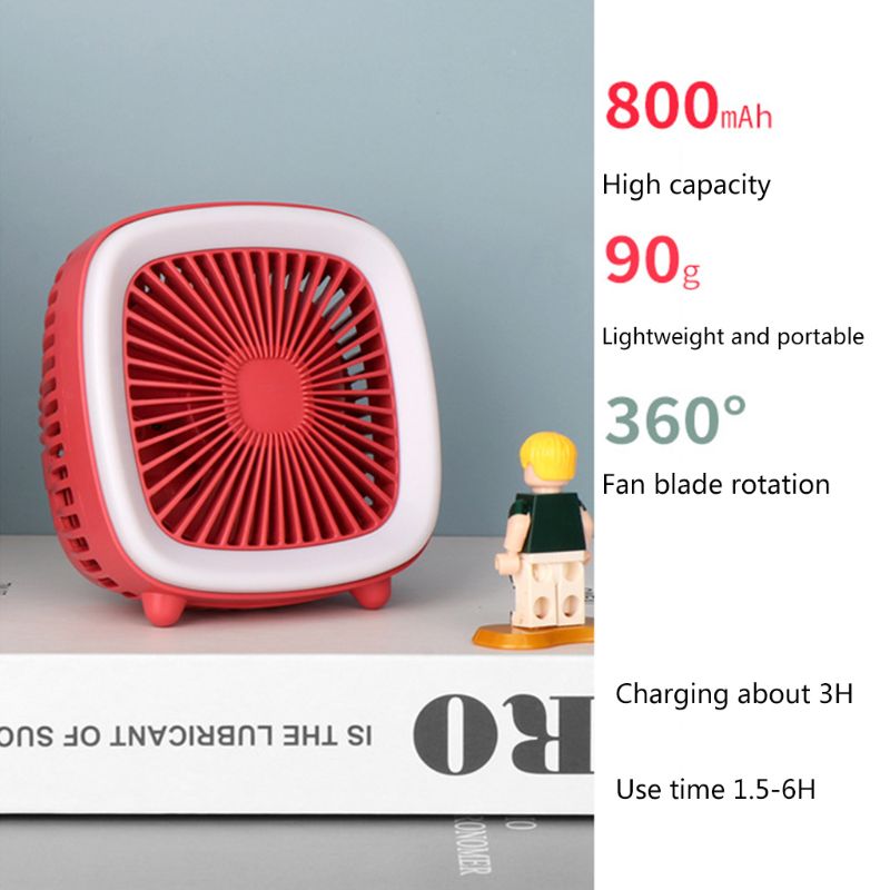 Kannettava mini pöytätuuletin retro tv-ilmanjäähdytin led-valolla usb 3 nopeutta kotitoimistomatkoille