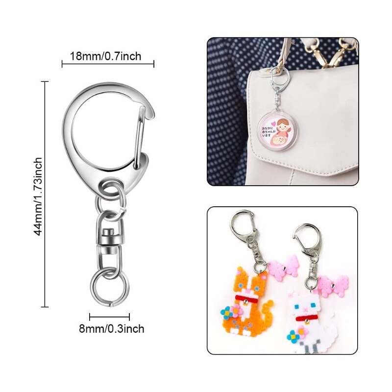 50X D Snap Hook Sleutelhanger Ringen Bulk Met Open Jump Ring & Connector Voor Sleutelhanger En Naaien Project Maken Levert diy