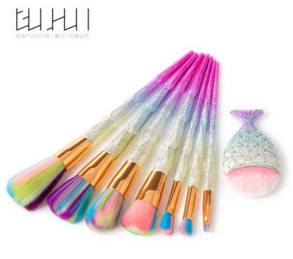 GUJHUI Mermaid Makeup Brushes Set Eyeshadow Eyeliner Blush Blending Contour Foundation Cosmetic Beauty Make Up Brush Tools Kit: Z-024