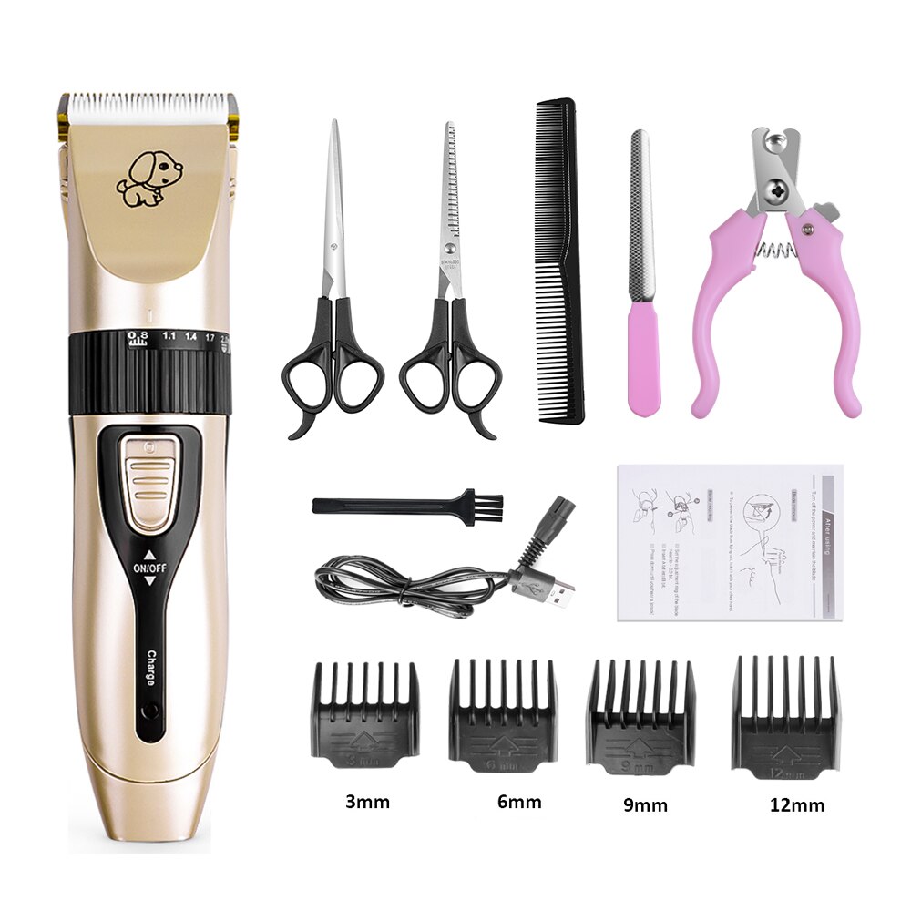 Hond Haar Trimmer Oplaadbare Grooming Scheerapparaat Professionele Scheerapparaat Set Elektrische Shear Tondeuse Hond Haar Snijder: Set A Gold