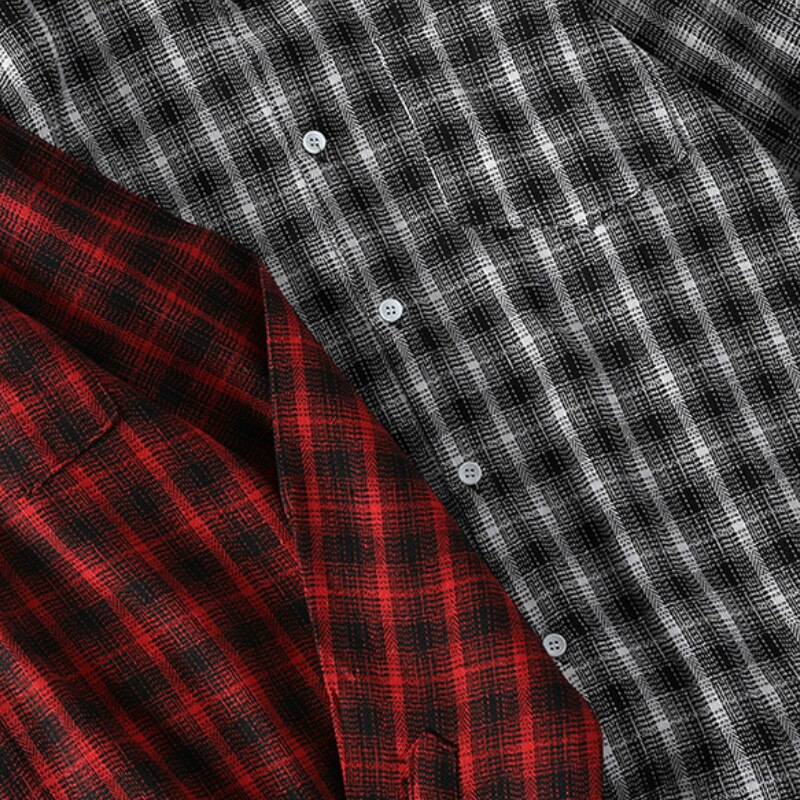 New Large Size Men's Brushed Long Sleeve Shirt Casual Plaid Long Sleeve Shirt
