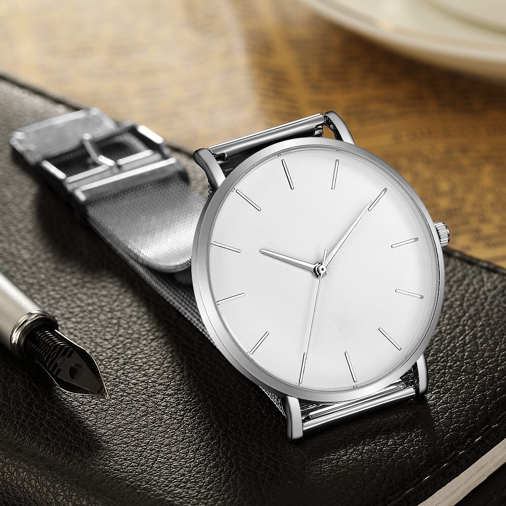 Herreur casual quartz ure simple metal time reloj quartz ur rustfrit stål mesh ur erkek kol saati masculino ur