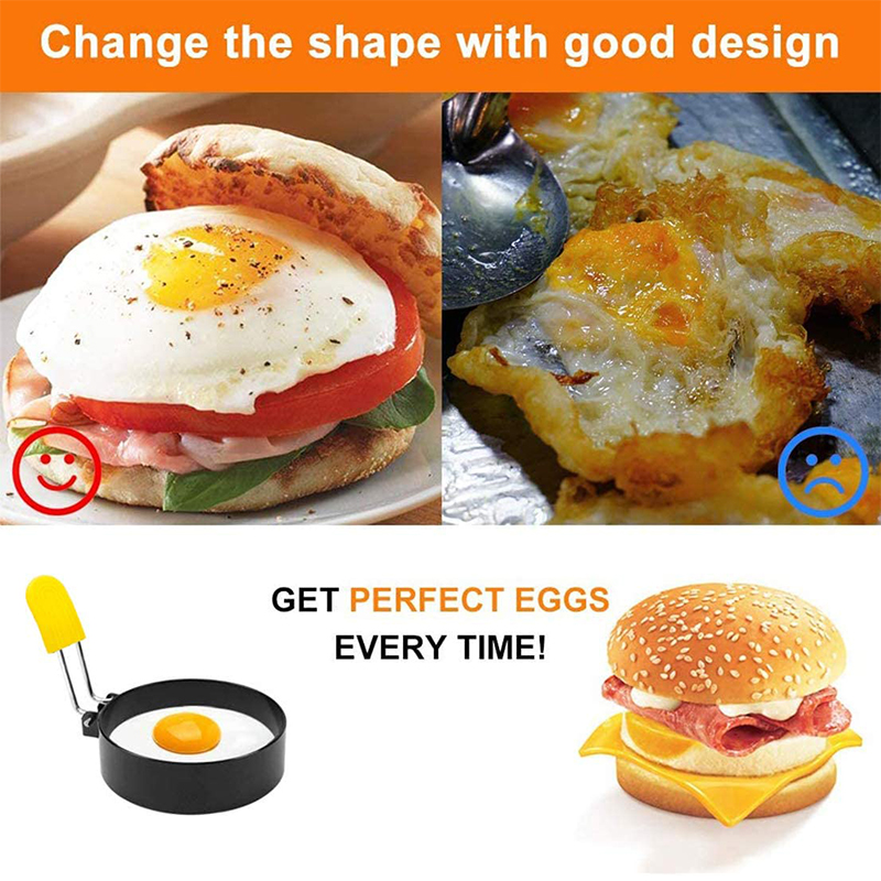 LMEETJMA 4 Uds anillos de huevo para freír huevos anillo redondo antiadherente de acero inoxidable para cocinar huevos para freír huevos y huevos Mcmuffins JT86
