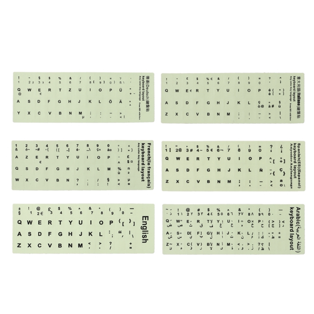 keyboard Sticker Hebrew Arabic Russian Black English Italian German Spanish Wubi Tibetan French Korean Luminous Keyboard Sticker
