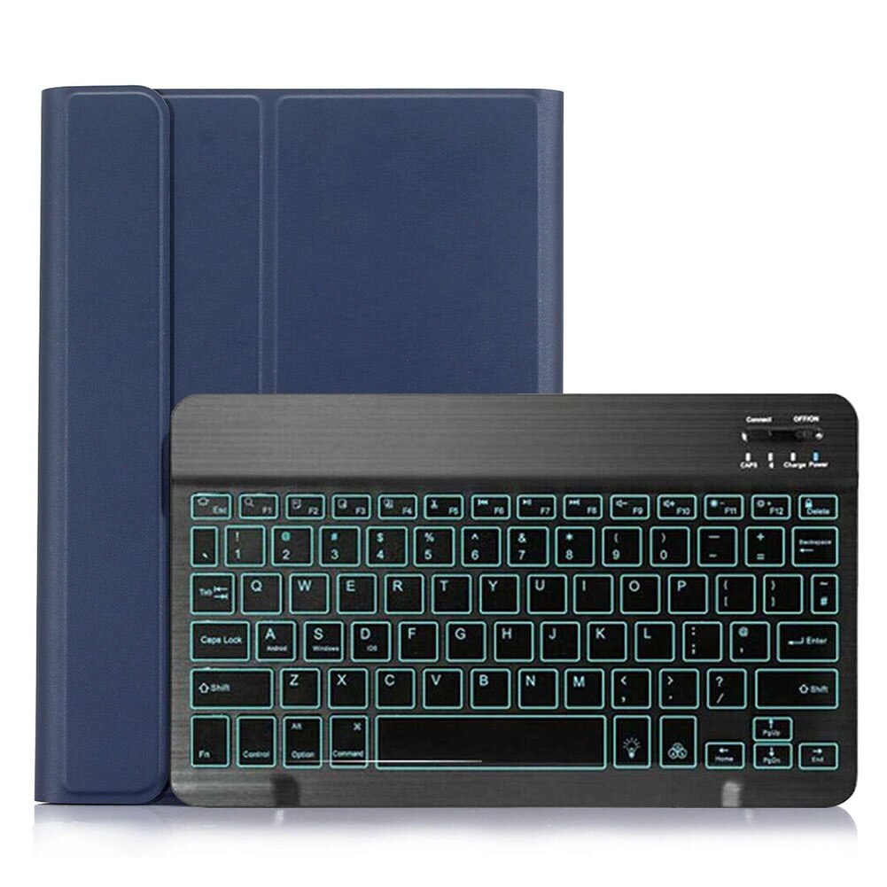 Caso de teclado retroiluminado para samsung galaxy tab a7 10.4 polegada 2020 tablet funda t505 t500 teclado sem fio caso capa com slot caneta: Dark blue-black