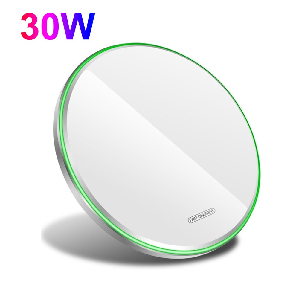 Fdgao 30W Qi Draadloze Oplader Snel Opladen Pad Inductie Quick Charge Voor Iphone 12 11 Xs Xr X 8 airpods Pro Samsung S21 S20 S9: 30W White